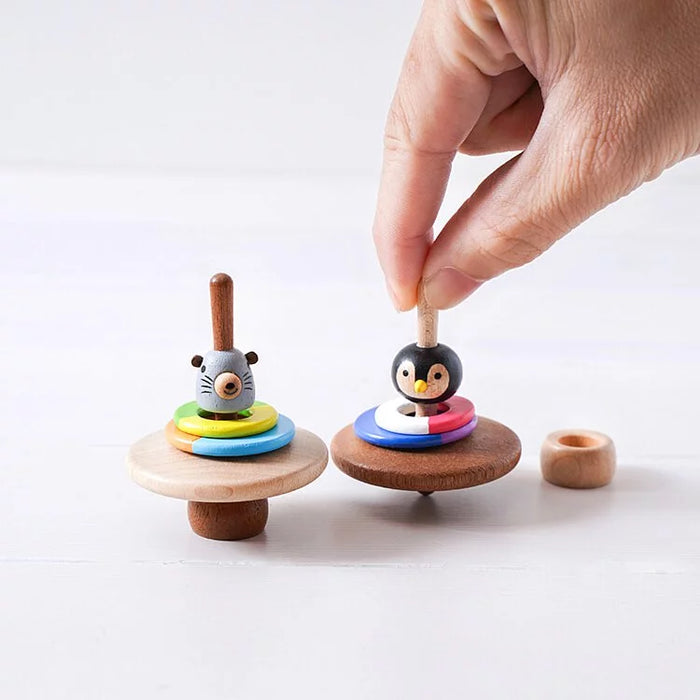 Hula Hooping Sea Lion - Wooden Spinning Top - Wooderful life