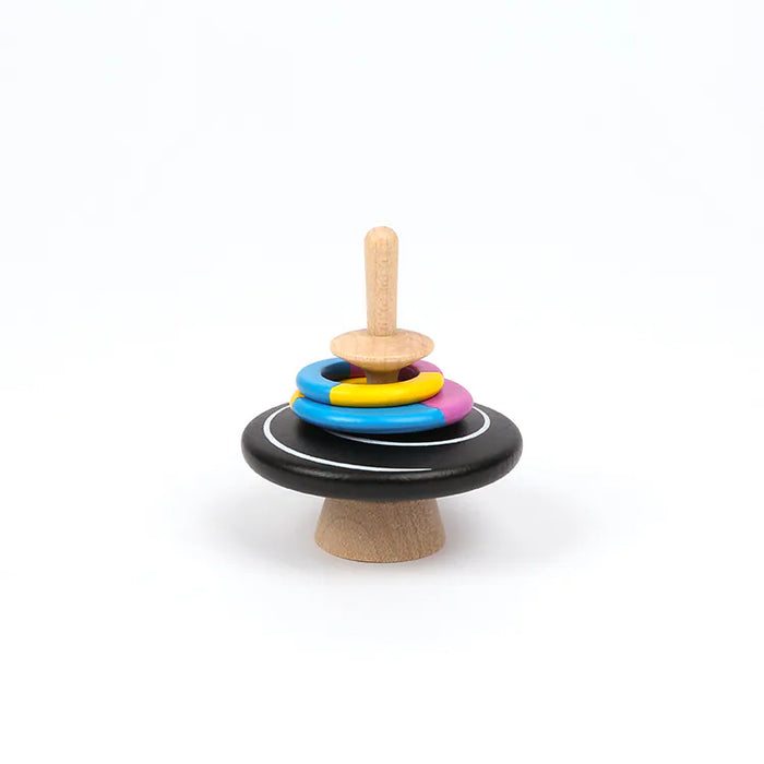 Hula Hooping Spinning Top  - Black/Pink/Yellow/Blue - Wooderful life