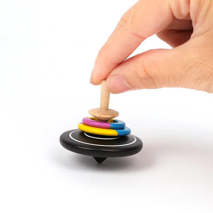 Hula Hooping Spinning Top  - Black/Pink/Yellow/Blue - Wooderful life