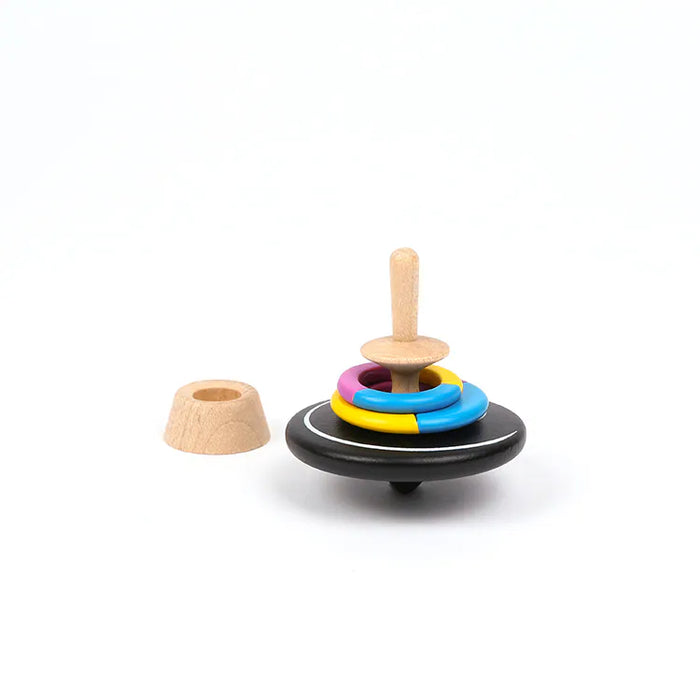 Hula Hooping Spinning Top  - Black/Pink/Yellow/Blue - Wooderful life
