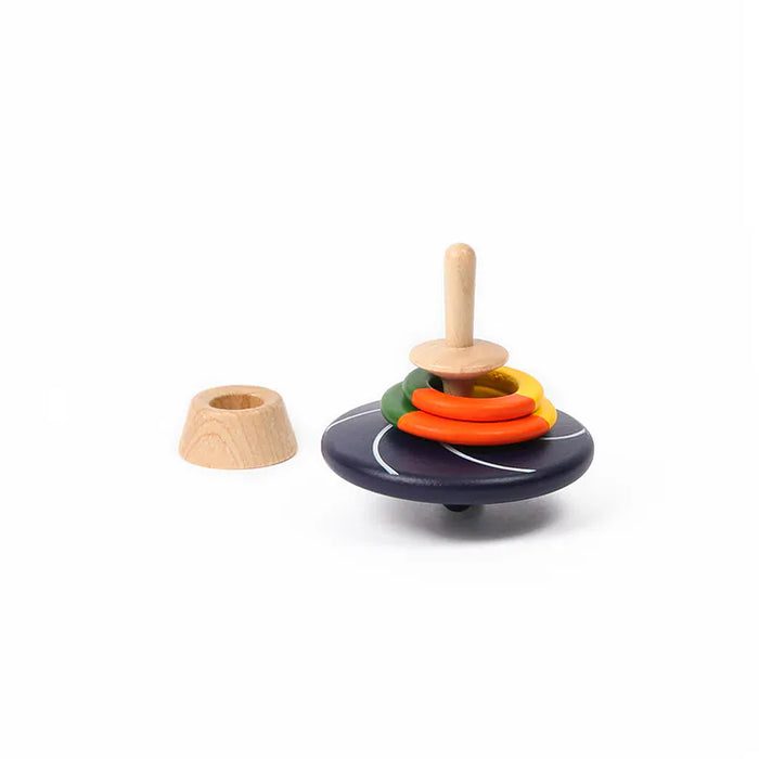 Hula Hooping Spinning Top  - Navy Blue/Orange/Yellow/Green - Wooderful life