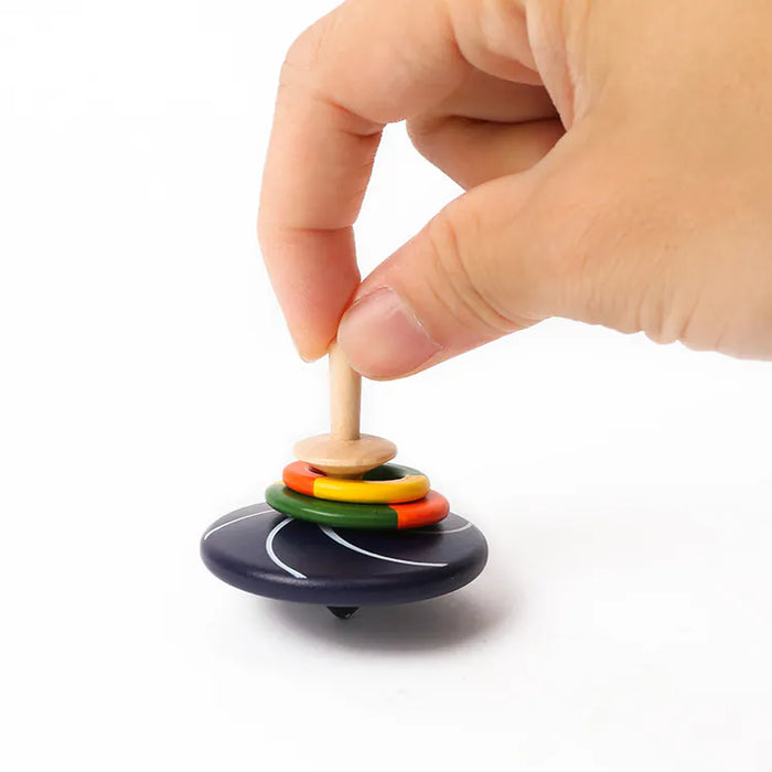 Hula Hooping Spinning Top  - Navy Blue/Orange/Yellow/Green - Wooderful life