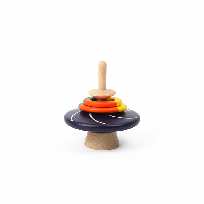 Hula Hooping Spinning Top  - Navy Blue/Orange/Yellow/Green - Wooderful life