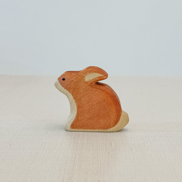 Light Brown Rabbit sitting  - Hand Painted Wooden Animal - HolzWald