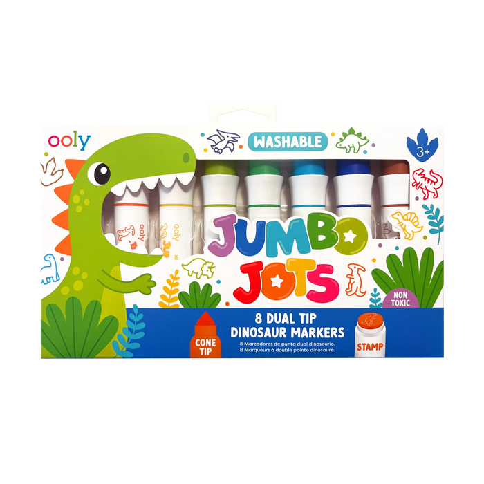 Jumbo Jots Dual Tip Stamp Markers – Dinosaur-| Set of 8 Washable Markers - OOLY