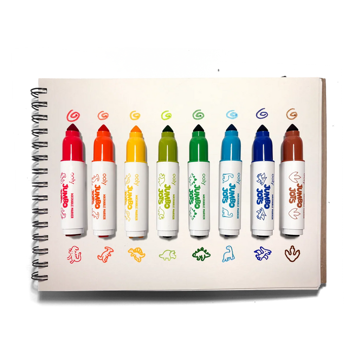 Jumbo Jots Dual Tip Stamp Markers – Dinosaur-| Set of 8 Washable Markers - OOLY