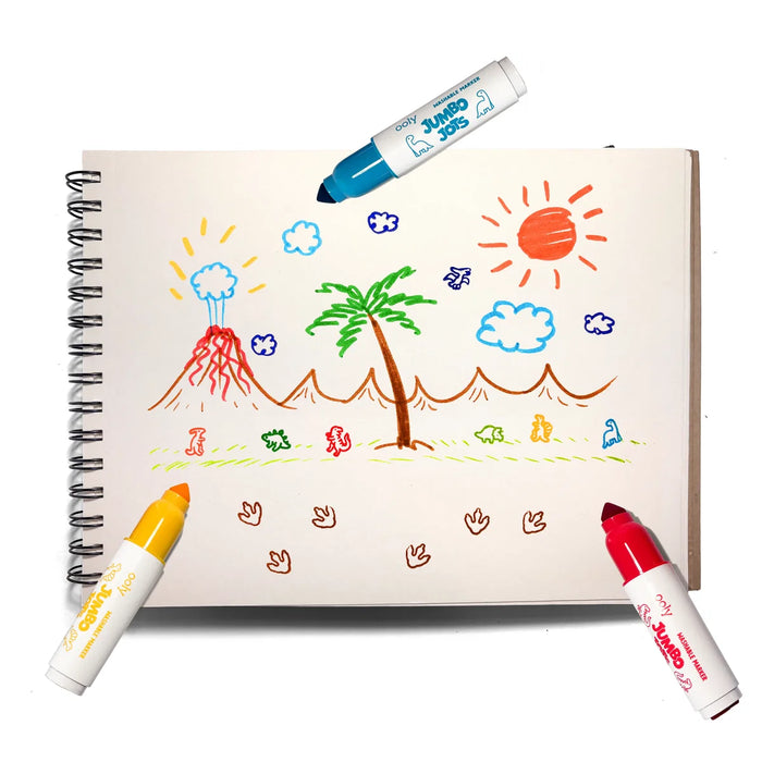 Jumbo Jots Dual Tip Stamp Markers – Dinosaur-| Set of 8 Washable Markers - OOLY