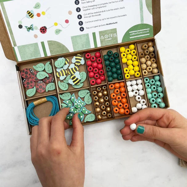 Ladybugs & Bees- Bracelet Making Kit - Wooden Beads - Kids Beading Craft Kit