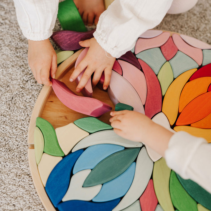 Lara Wooden Mosaic Building Block Set  - Large Colorful Wooden Puzzle  - Grimm's Wooden Toys