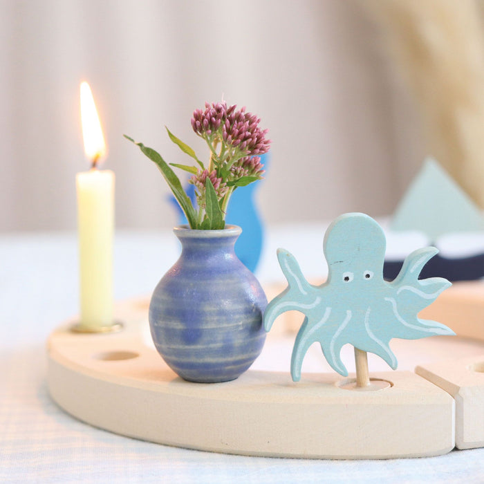 Blue Sailboat Decorative Figure - For Birthday Ring or Celebration Ring - Grimm's Wooden Toys