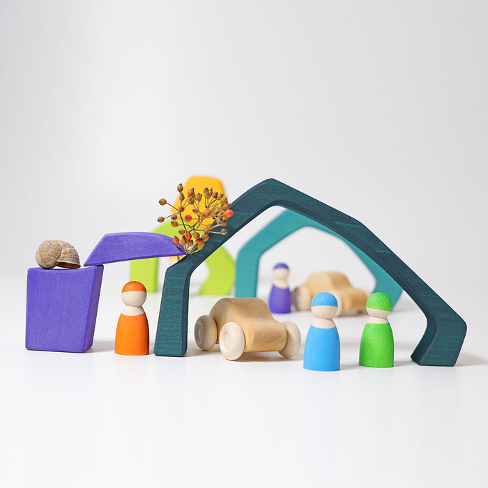 Large Four Elements Puzzle Blocks Set - Grimm's Wooden Toys