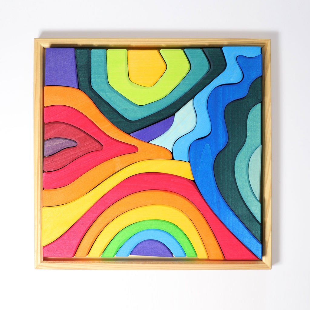 Design Elements 1〜4 セット Large Four Elements Puzzle Blocks Set - Grimm's Wooden Toys — Oak