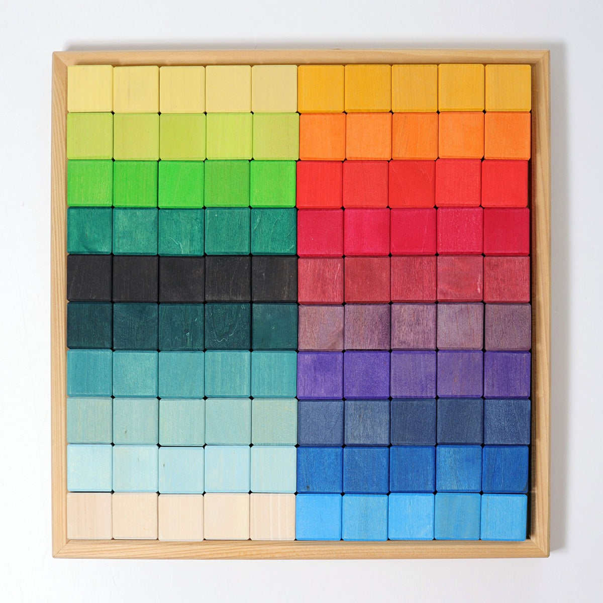 グリムスカラーブロック Grimm's Large Mosaic Large Mosaic - Colored Wooden Blocks - Grimm's Wooden Toys — Oak