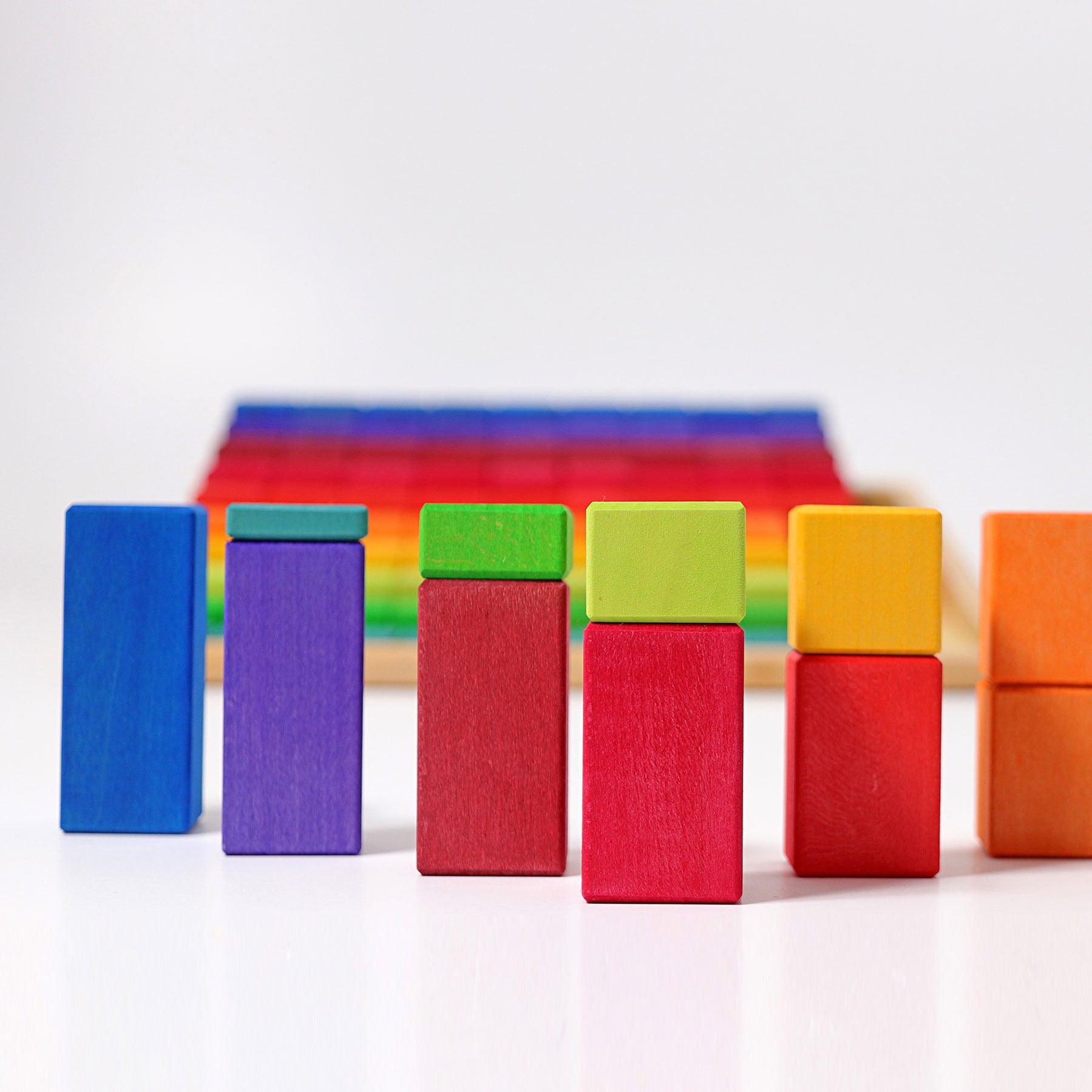 Red Couting Blocks Large Stepped Counting Blocks - 100 Colored Wooden Blocks - Grimm's Wo ...