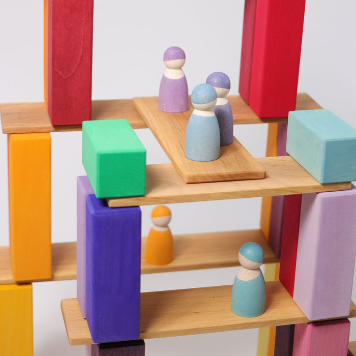 Large Stepped Pyramid - 100 Colored Wooden Blocks  - Grimm's Wooden Toys