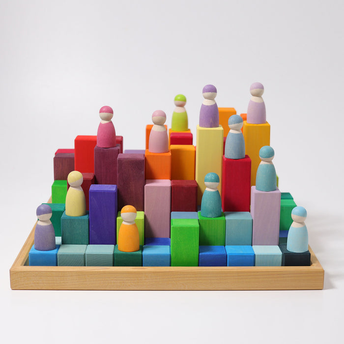 Large Stepped Pyramid - 100 Colored Wooden Blocks  - Grimm's Wooden Toys