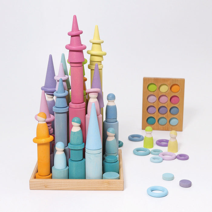 Large Wooden Building Rollers - Pastel - Grimm's Wooden Toys