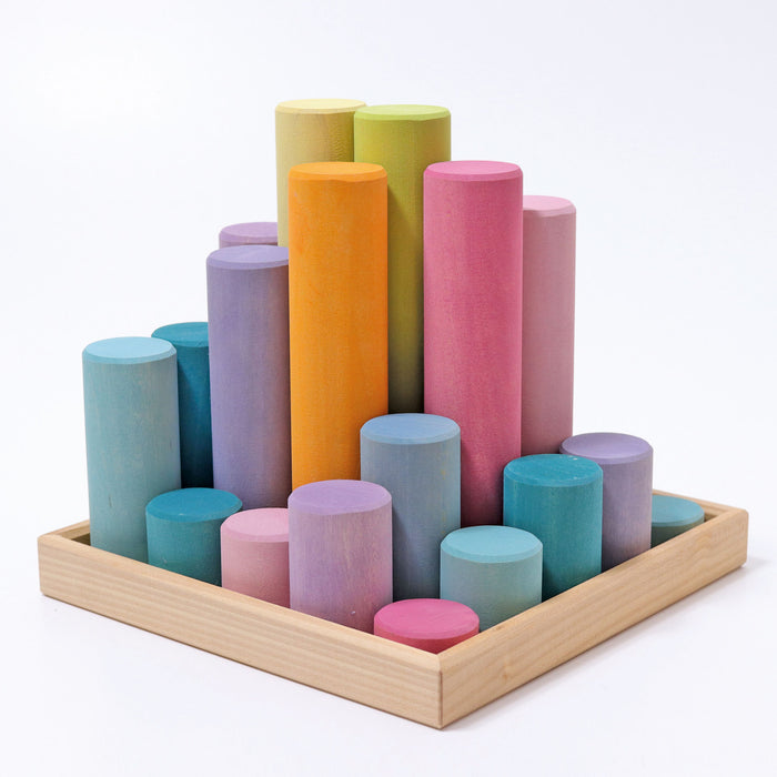 Large Wooden Building Rollers - Pastel - Grimm's Wooden Toys