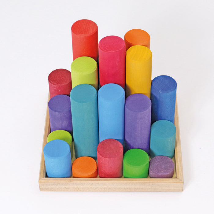 Large Wooden Building Rollers - Rainbow - Grimm's Wooden Toys