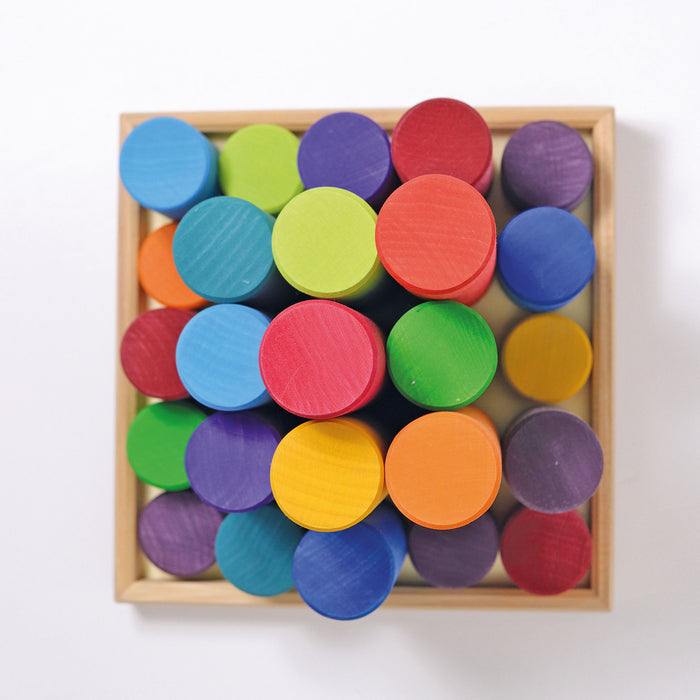 Large Wooden Building Rollers - Rainbow - Grimm's Wooden Toys