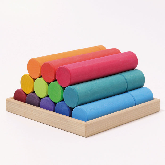 Large Wooden Building Rollers - Rainbow - Grimm's Wooden Toys