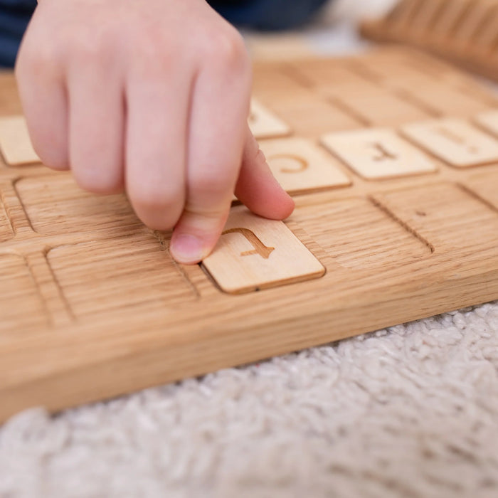 Large Word Building Board with Letter Holder – Wooden Word Builder