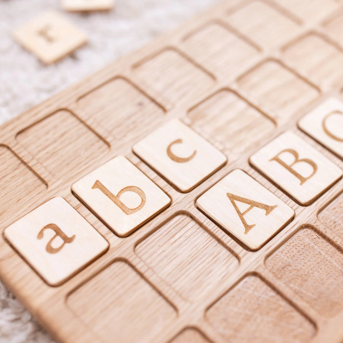 Large Word Building Board with Letter Holder – Wooden Word Builder