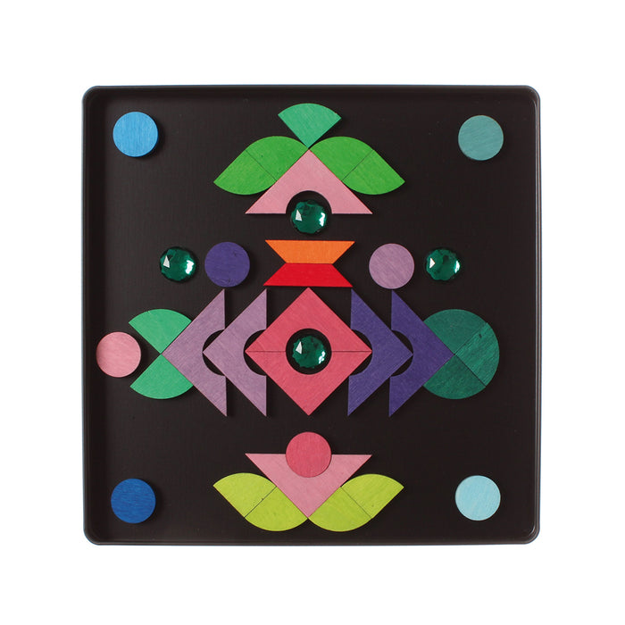 Magnet Puzzle Triangle, Square, Circle with Sparkling Parts  - Grimm's Wooden Toys