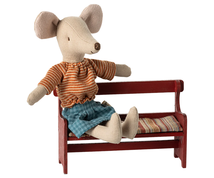 Maileg Mouse Bench - Red - Maileg