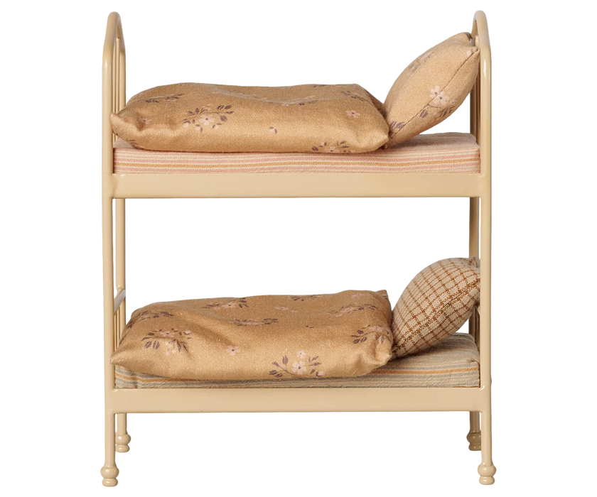 Maileg Mouse Bunk Bed – Wheat Colored with Mattresses & Bedding