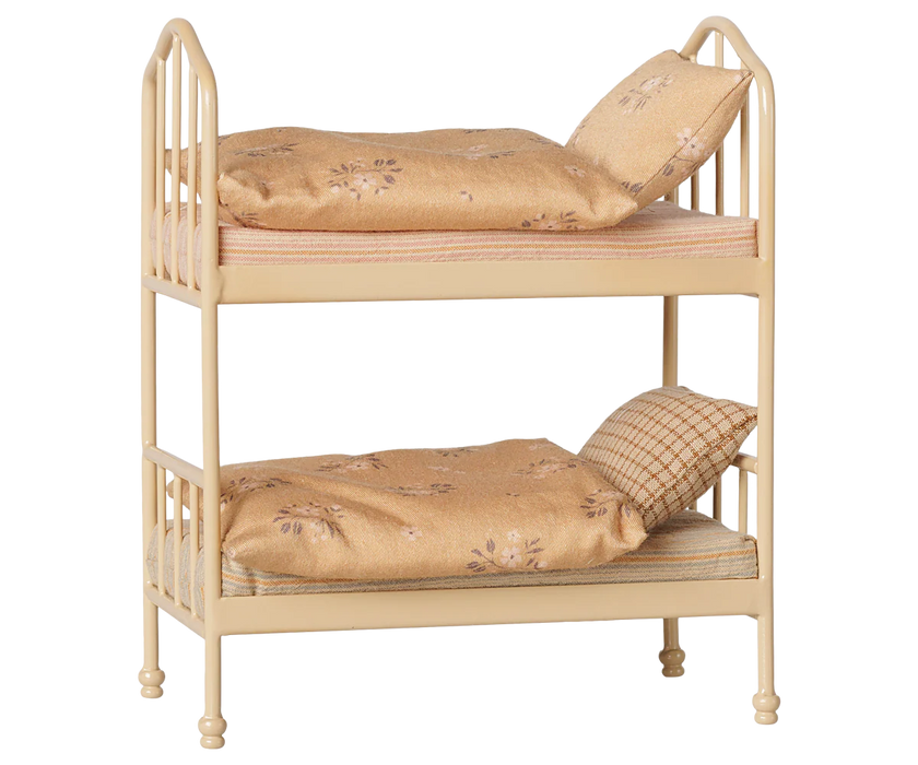 Maileg Mouse Bunk Bed – Wheat Colored with Mattresses & Bedding