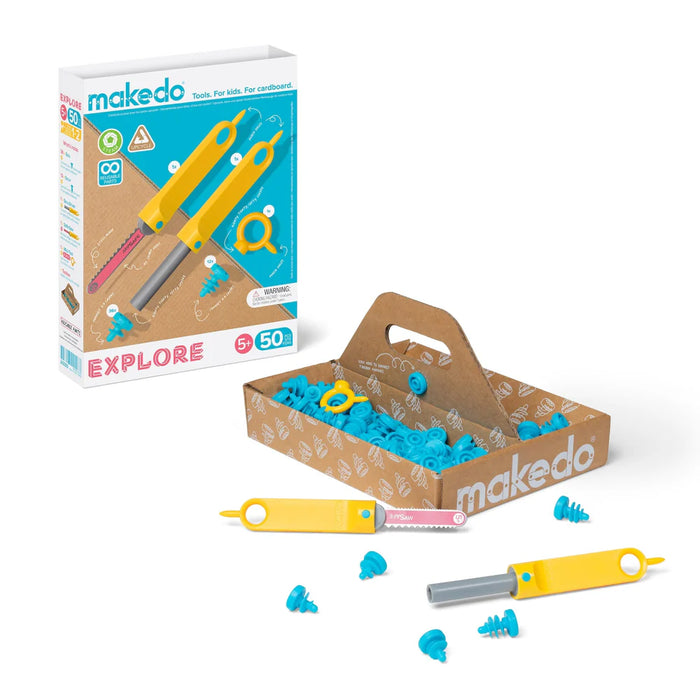 Makedo EXPLORE Cardboard Construction Kit - 50 PC Kit