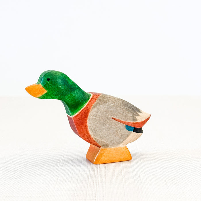 Male Duck Stretched - Drake - Hand Painted Wooden Animal - HolzWald
