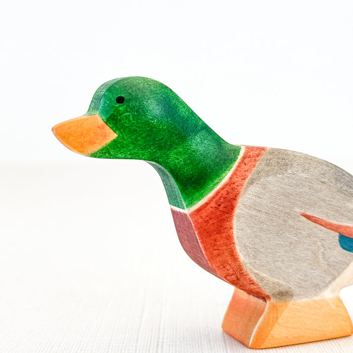 Male Duck Stretched - Drake - Hand Painted Wooden Animal - HolzWald