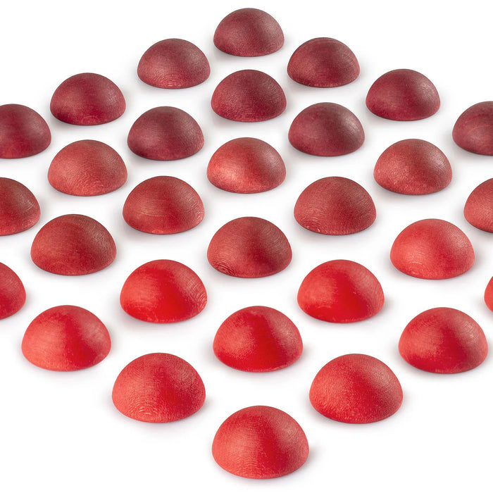 Mandala Pieces – 36 Red Half Spheres – Loose Parts - Grapat