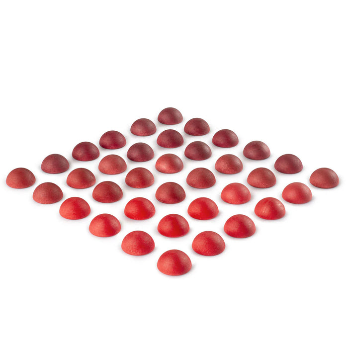 Mandala Pieces – 36 Red Half Spheres – Loose Parts - Grapat