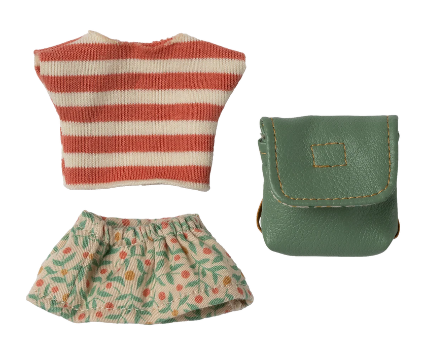 Mouse Clothing - Green Skirt, Top and Bag Set -  Big Sister Sized - Maileg