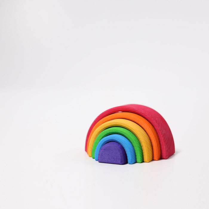 Mini 6-Piece Wooden Rainbow Stacking Tunnel  - Grimm's Mini Rainbow - Grimm's Wooden Toys