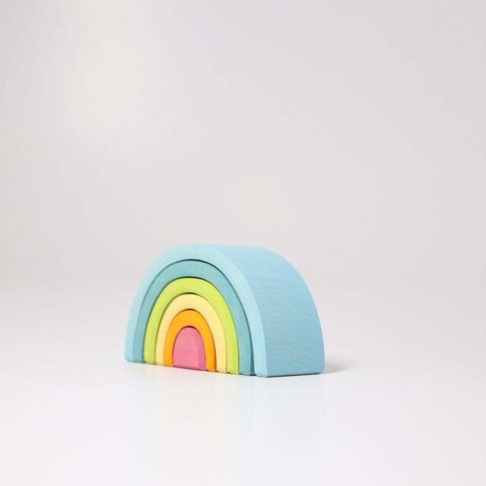 Mini 6-Piece Pastel Rainbow Stacking Tunnel  - Grimm's Mini Rainbow - Grimm's Wooden Toys