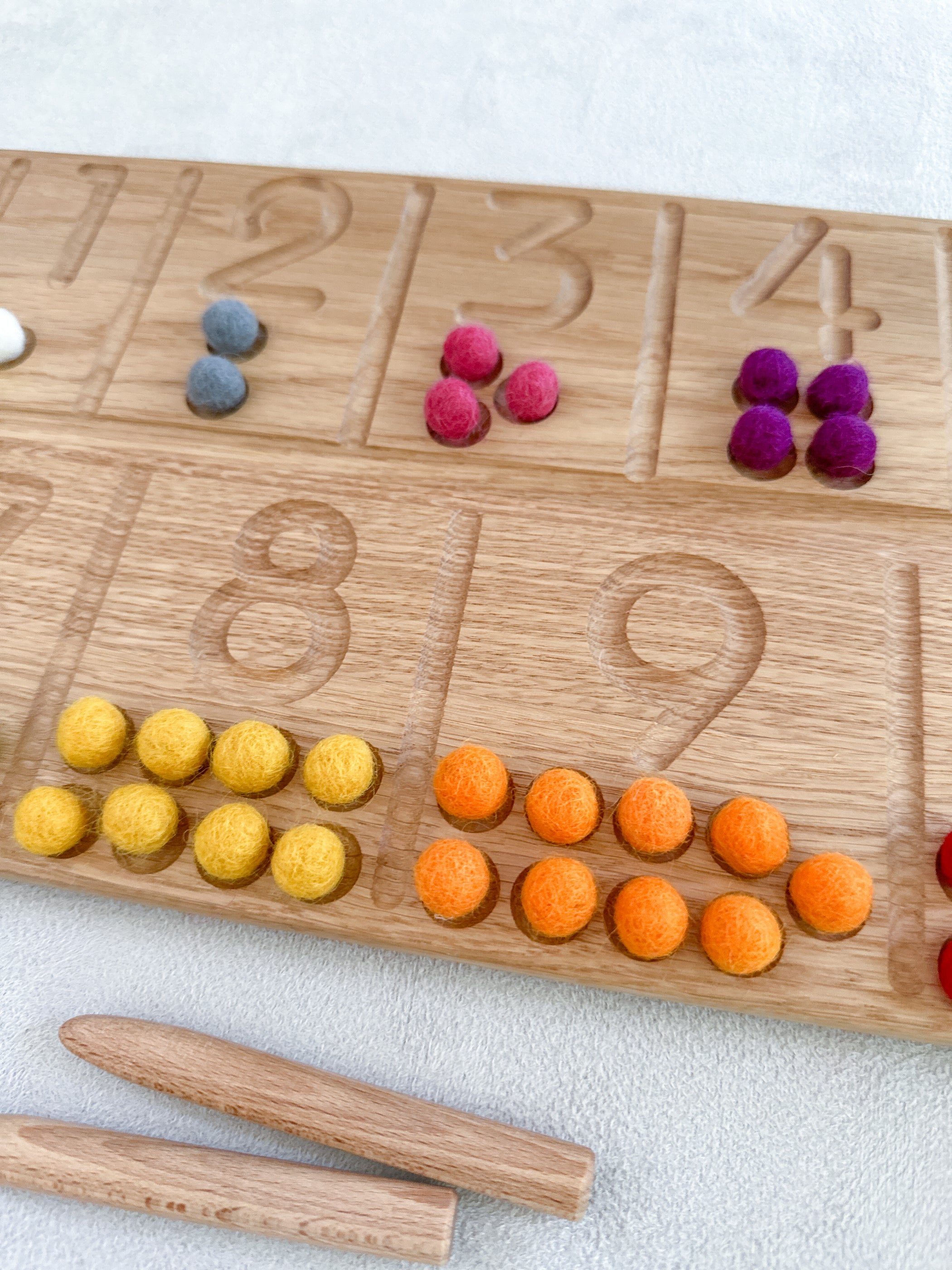 Montessori number tracing and counting board oak ever