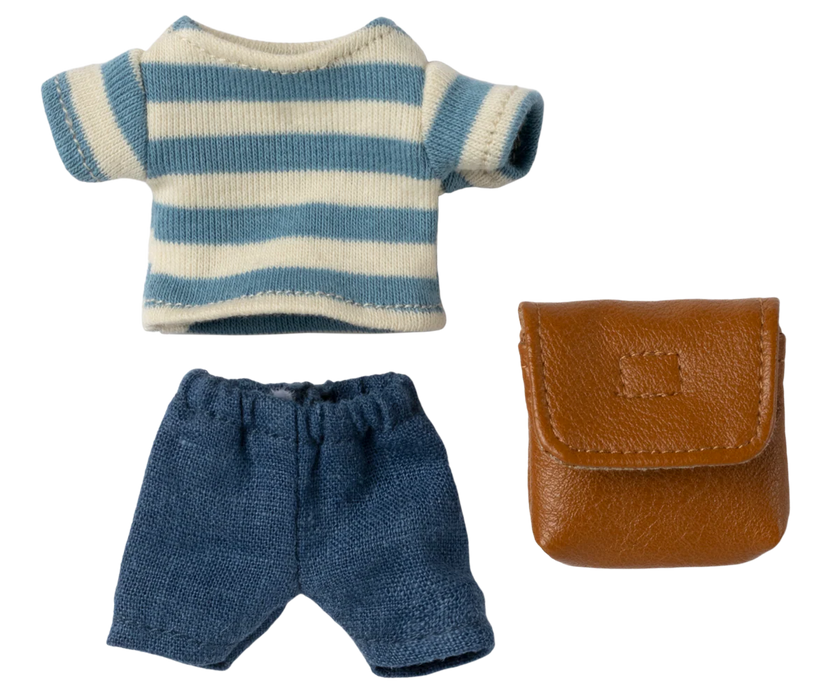 Mouse Clothing - Blue pants, Top and Bag Set -  Big Brother Sized - Maileg
