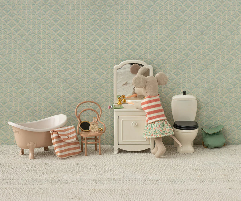 Mouse Toiletry Set in Bag with Tooth Brush - Coral stripe - Maileg