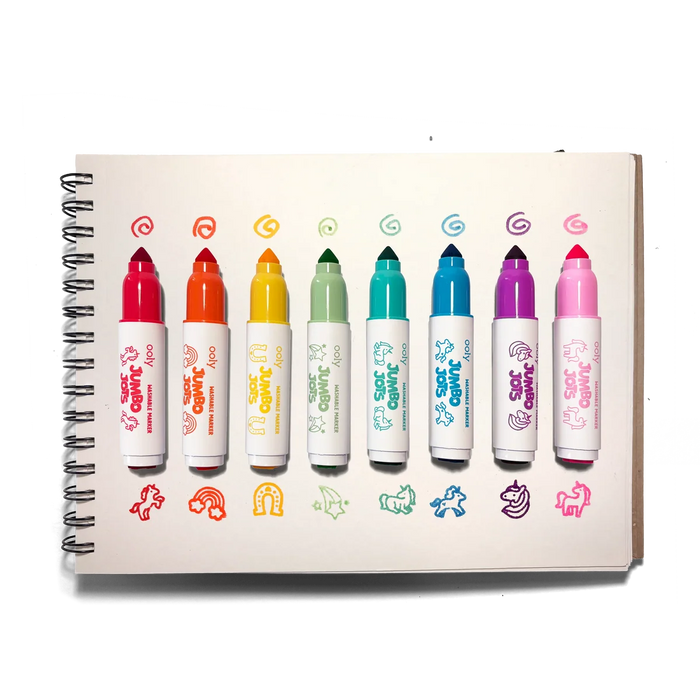 Jumbo Jots Dual Tip Stamp Markers – Unicorn- Set of 8 Washable Markers - OOLY