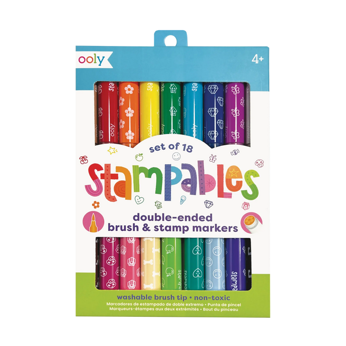 Stampables - Stamp Markers Double-ended Brush Tip and Stampie Markers - Set of 18 - OOLY