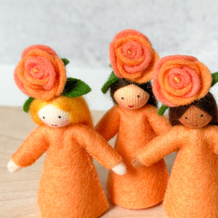 Orange Rose Fairy - Summer Flower Fairy - Flower Hat Fairy