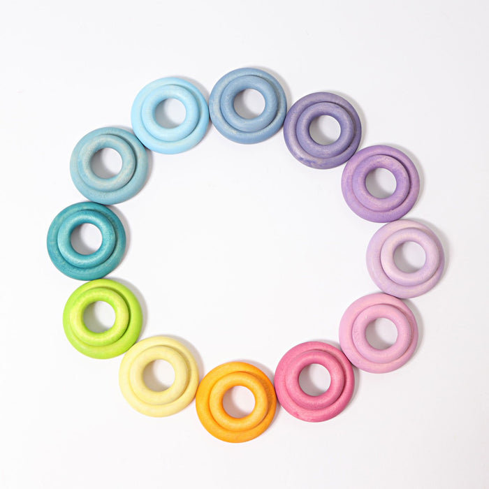 Pastel Building Rings - Wooden Rings - Loose Parts - Grimm's