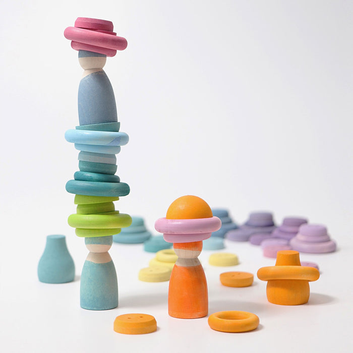 Pastel Building Rings - Wooden Rings - Loose Parts - Grimm's