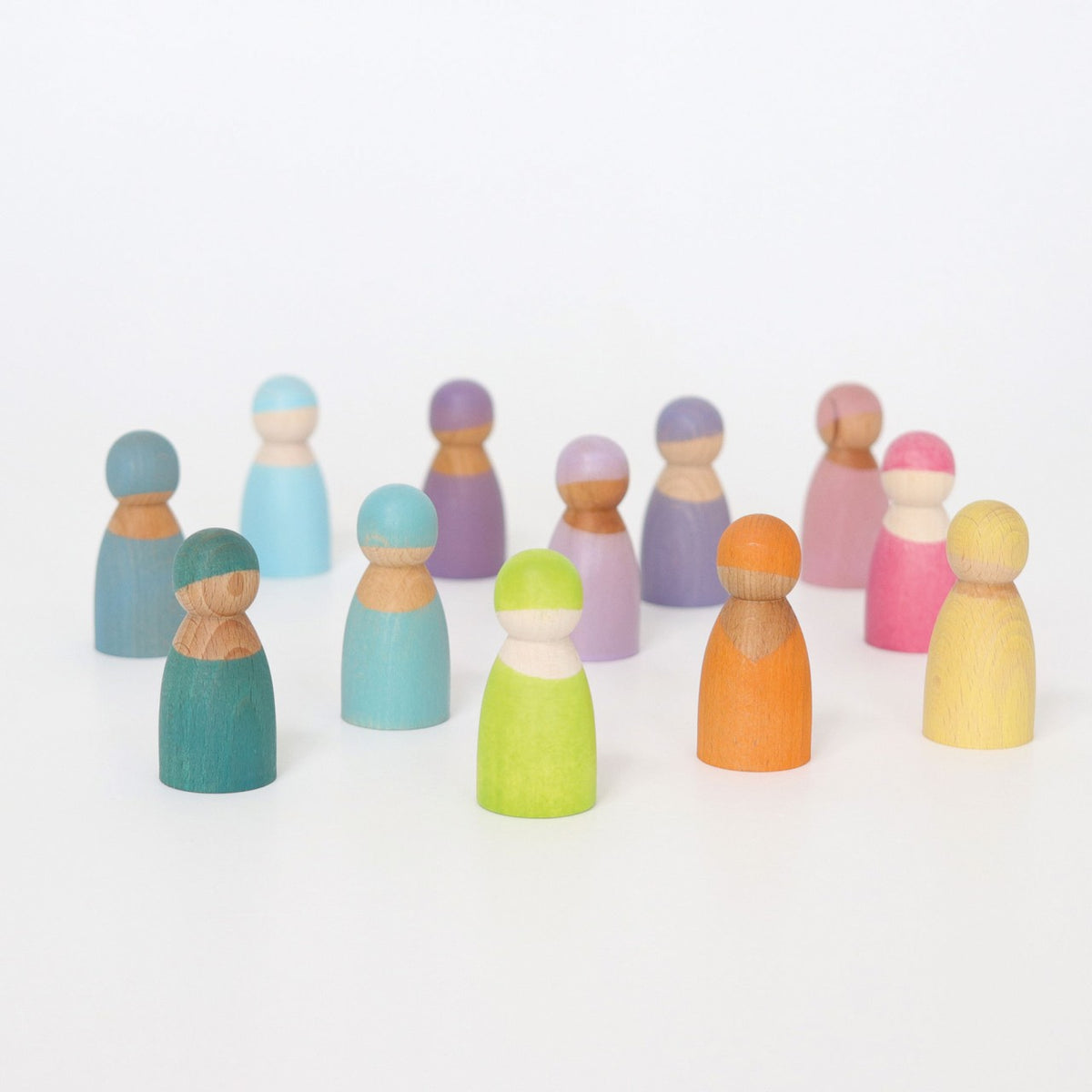 Pastel Friends - 12 Wooden Peg Dolls - Grimm's — Oak & Ever