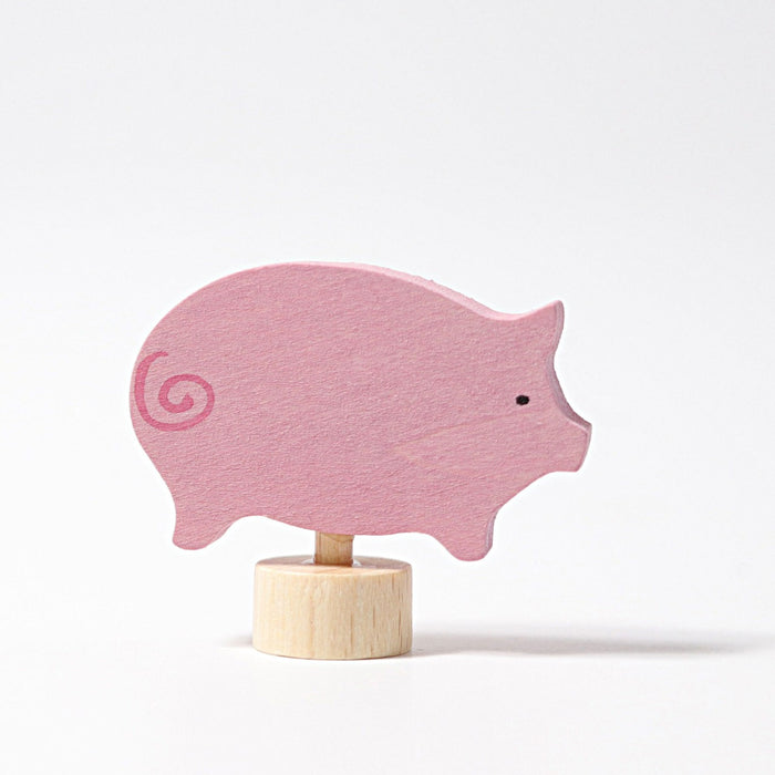 Pig Figure - For Birthday Ring or Celebration Ring - Grimm's Wooden Toys