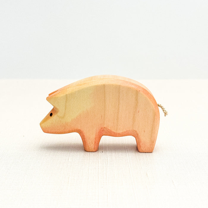 Pig Head Down - Hand Painted Wooden Animal - HolzWald